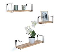 IDMarket - Juego de 3 estantes de pared Lily de madera y metal en diseño industrial