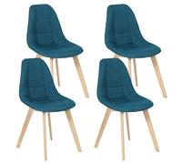 IDMarket - Juego de 4 sillas escandinavas Gaby azules de tela para comedor