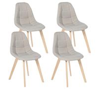 IDMarket - Juego de 4 sillas escandinavas Gaby Beige de tela para comedor