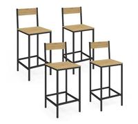 IDMarket - Juego de 4 taburetes de bar Detroit con respaldo de silla de cocina, diseño industrial
