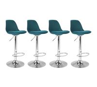 IDMarket - Juego de 4 taburetes de bar Karl Design azul pato