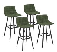 IDMarket - Juego de 4 taburetes de bar Mady de terciopelo verde