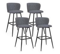 IDMarket - Juego de 4 taburetes de bar OMBLINE Asiento de tela gris oscuro y patas de metal negro