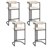 IDMarket - Juego de 4 taburetes de bar Rondy en tela de chenilla sin blanquear con reposabrazos y patas de metal negro