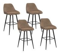 IDMarket - Juego de 4 taburetes de bar THALYA de pana color pardo con medio reposabrazos