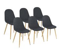 IDMarket - Juego de 6 sillas escandinavas Daphne de tela gris oscuro para comedor