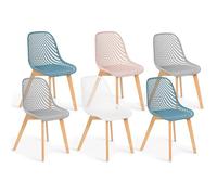 IDMarket - Juego de 6 sillas Mandy Mix Color Pastel Rosa, Blanco, Gris Claro, 2 x Azul x 2