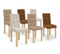 IDMarket - Juego de 6 sillas POLGA acolchado Mix Color Taupe, Beige y Marrón