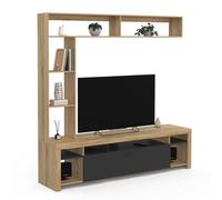 IDMarket - Juego de muebles para TV y estantes de 170 cm Malo Madera y Armario Negro