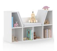 IDMarket - Librería Banco Oscar 6 cajas con cojines gris 102 cm blanco