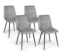 IDMarket - Lote de 4 sillas de comedor MILA de terciopelo gris claro