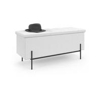 IDMarket Louis - Banco de almacenamiento con patas metálicas, color negro, 100 cm, tejido buclette blanco