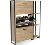 IDMarket Luis - Mueble para zapatos (18 pares, 3 puertas, con estante de diseño industrial