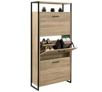 IDMarket Luis - Mueble para zapatos de 18 pares de 3 puertas con estante superior, diseño industrial