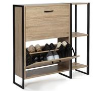 IDMarket LUIS - Zapatero 12 pares 2 puertas con estante de diseño industrial