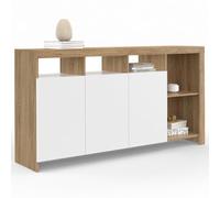 IDMarket Malo - Aparador Estanterias Almacenaje Muebles (140 cm, madera y puertas blancas)
