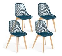 IDMarket Mandy - Juego de 4 sillas para comedor, azul huevo de pato