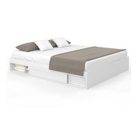 IDMarket - Marco de Cama con Cajones y Estructura de Cama Doble Salem con Almacenamiento y Somier de 180 x 200 cm, Color Blanco