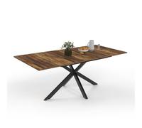 IDMarket - Mesa à Manger extensible Rectangle ALIX Plateau Hawkins Avec Rangement 6-10 personnes Bois Foncé et Noir 160-200 cm