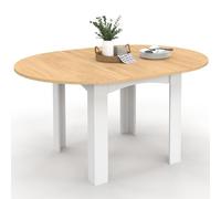 IDMarket - Mesa à Manger extensible Ronde Dona 4-8 personnes Blanche Plateau façon hêtre 120-160 cm