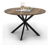 IDMarket - Mesa à Manger Ronde ALIX Plateau Hawkins 4-6 personas pied araignée Bois Foncé et Noir 110 cm