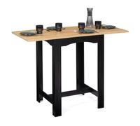 IDMarket - Mesa Alta Extensible de Bar Dona de 2 a 4 Personas, Color Negro, Bandeja de Haya, 60 - 130 cm