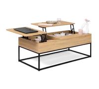 IDMarket - Mesa baja con 2 bandejas elevables rectangular Detroit Design Industrial