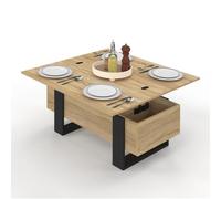 IDMarket - Mesa baja con bandeja elevable rectangular convertible en mesa de comedor Phoenix 97,5 cm, madera y negro