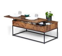 IDMarket - Mesa baja con bandeja elevable rectangular Dayton efecto envejecido, diseño industrial