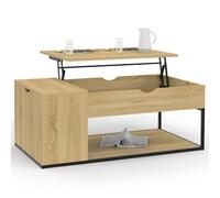 IDMarket - Mesa baja con bandeja elevable rectangular Detroit con baúl de diseño industrial