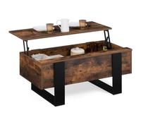 IDMarket - Mesa Baja con Bandeja Elevable Rectangular Phoenix Madera Efecto Envejecido y Negro