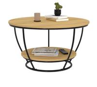 IDMarket - Mesa baja con cable, doble bandeja redonda Detroit 70 cm, diseño industrial