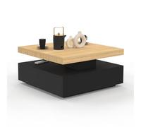 IDMarket - Mesa baja cuadrada giratoria Thea 70 cm Madera y Negro