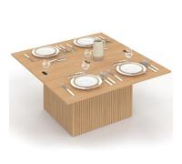 IDMarket - Mesa baja elevable rectangular convertible en mesa de comedor Julieta 100 cm, efecto listones de madera