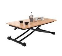 IDMarket - Mesa Baja Fija Abatible en Mesa de Comedor Rectangular Urbana, Tablero de Estilo Haya, Pata Negra, Diseño Industrial