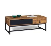 IDMarket - Mesa baja rectangular Chicago con 2 cajones, diseño industrial