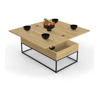 IDMarket - Mesa baja rectangular elevable Convertible en mesa de comedor Detroit Design Industrial