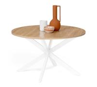 IDMarket - Mesa baja redonda Alix con patas de araña de 70 cm, madera y blanco