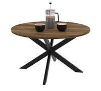 IDMarket - Mesa baja redonda Hawkins Pie araña 70 cm madera oscura diseño industrial