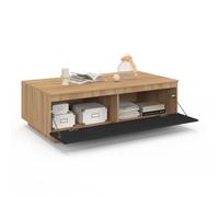 IDMarket - Mesa baja TOMI 110 cm con puerta de haya y negro