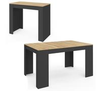 IDMarket - Mesa consola extensible Orlando 6 personas 140 cm madera negra y forma haya