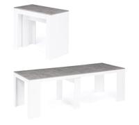 IDMarket - Mesa consola extensible Orlando para 10 personas, 235 cm, madera blanca y efecto hormigón