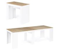 IDMarket - Mesa consola extensible Orlando para 10 personas, 235 cm, madera blanca y haya