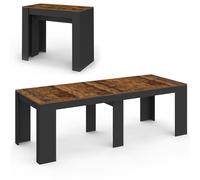 IDMarket - Mesa consola extensible Orlando para 10 personas, 235 cm, madera, efecto envejecido y negro