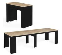 IDMarket - Mesa consola extensible Orlando, para 14 personas, 300 cm, madera, negro y aspecto de haya