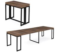 IDMarket - Mesa consola extensible Toronto para 10 personas, 235 cm, madera oscura, diseño industrial