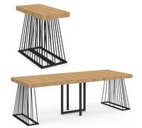 IDMarket - Mesa consola extensible Yuna 10 personas 235 cm, bandeja de madera y pie con cable de metal, color negro