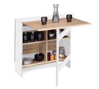 IDMarket - Mesa consola plegable EDI 2-6 personas con almacenamiento, madera blanca, tablero estilo haya 150 x 80 cm