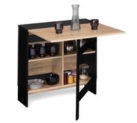 IDMarket - Mesa consola plegable EDI 2-6 personas con almacenamiento madera negra Bandeja forma haya 150 x 80 cm