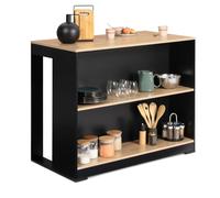IDMarket - Mesa de bar isla Juno de madera negra y tablero de madera en imitación de haya